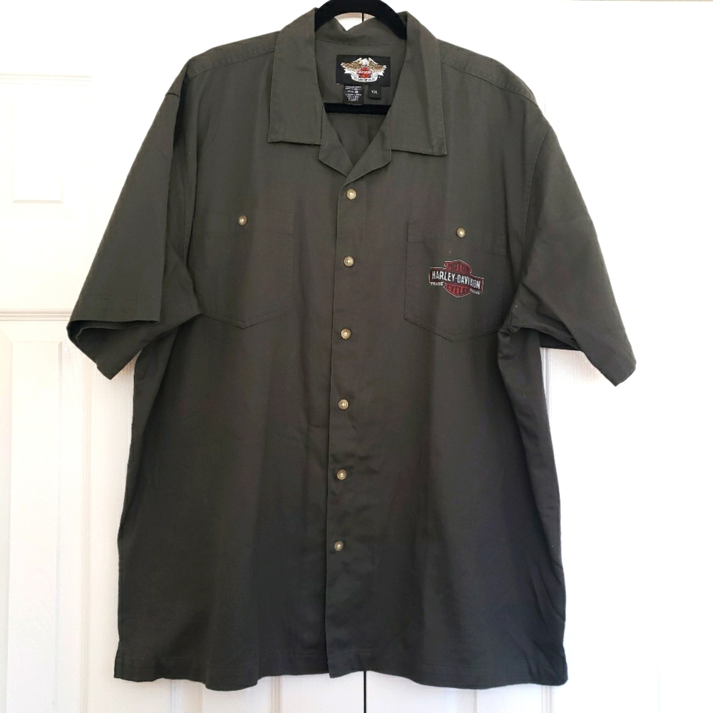Harley Davidson Men's Shirt - Size XXL 2X - Dark Olive